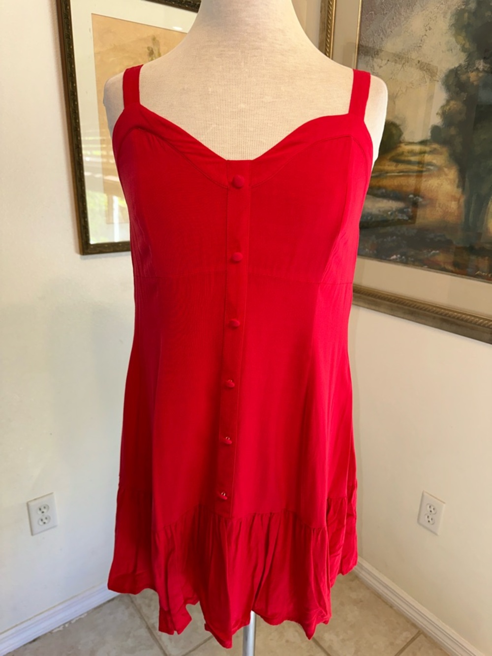 VENUS Charming Red Button-Front Sundress/Tunic Size Medium - Picture 5 of 10